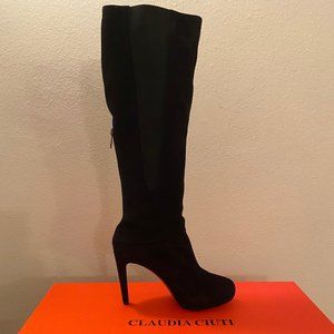 NWT! Black Suede Tall Boots Made in Italy
